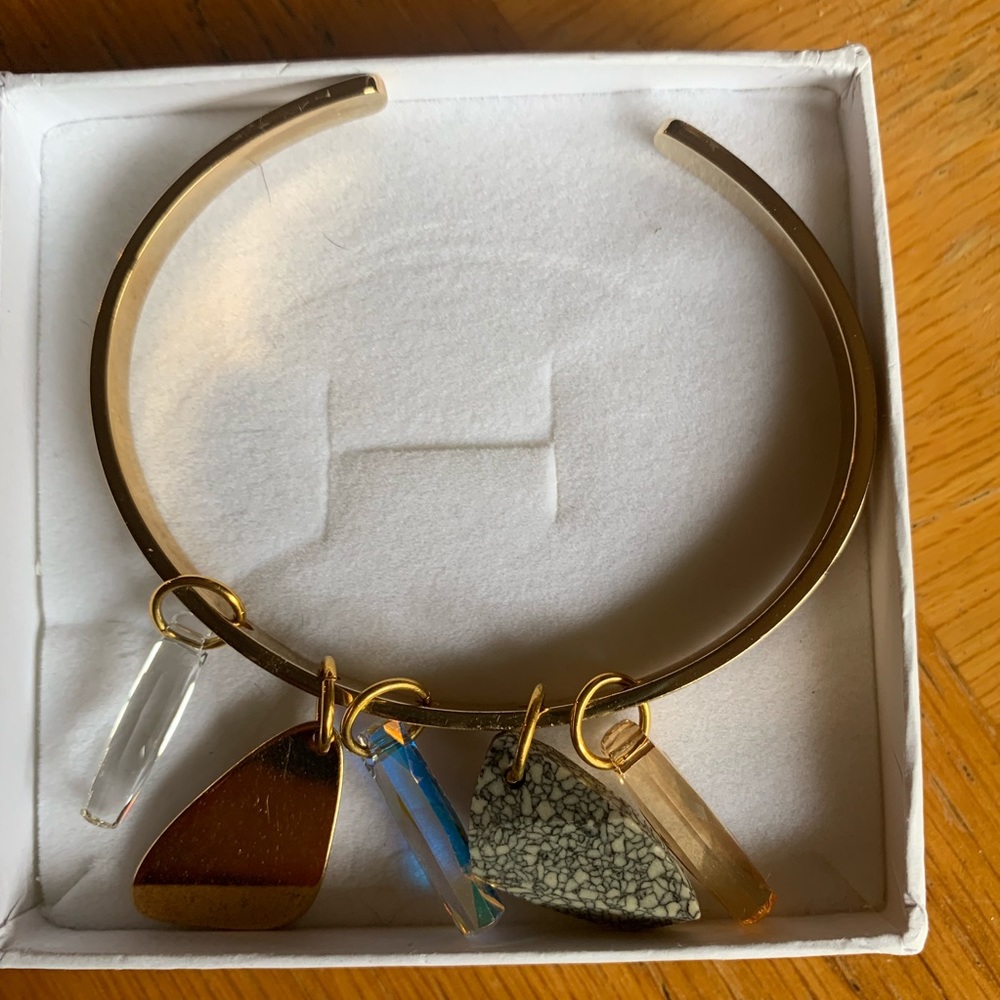 MALAIKA RAISS gold stone cuff bracelet